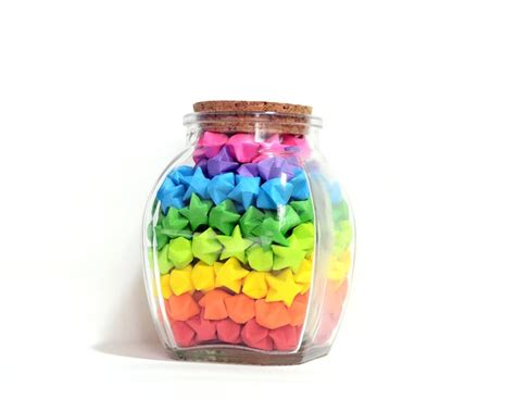 Glass Jar Of Rainbow Origami Lucky Stars Rainbow Star Jar Etsy