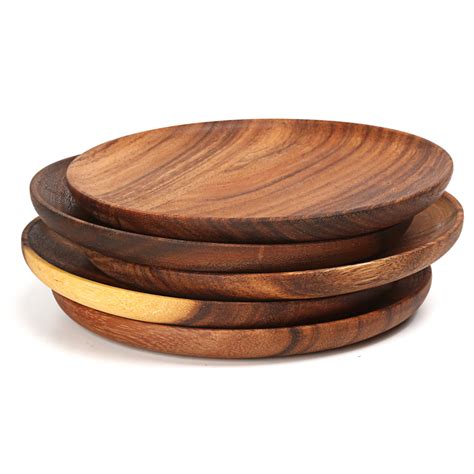 Round Acacia Wood Plates Moondoor