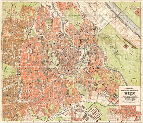 Old Map Of Vienna Wien In 1884 Buy Vintage Map Replica Poster Print