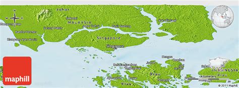 Physical Panoramic Map Of Singapore