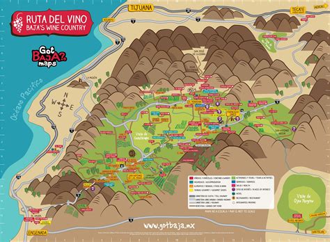 Mapa De La Ruta Del Vino En Baja California Mexico Ruta Del Vino