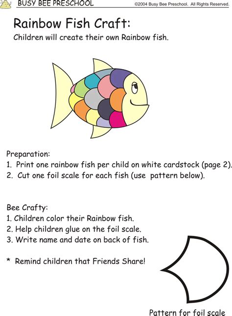 Free Printable Rainbow Fish Activities
