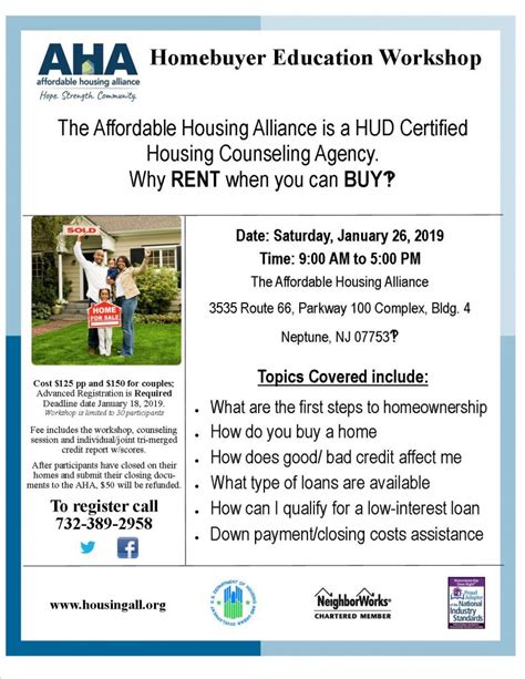 Homebuyer Education Workshop Affordable Housing Alliance