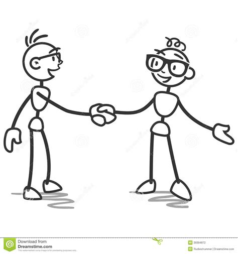 Stick Man Stick Figure Handshake Deal Stock Vector Illustration Of