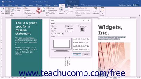 Word 2016 Tutorial Zooming The Document Microsoft Training Youtube