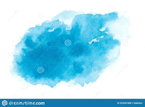 Abstract Blue Watercolor Splash Texture Isolated On White Background