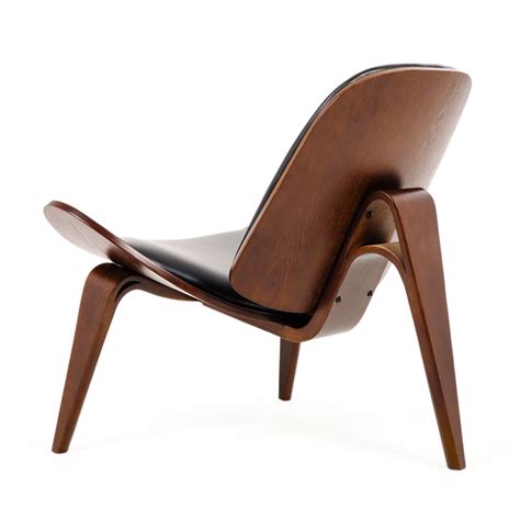 Replica Hans Wegner Shell Chair Black Top Layer Genuine Leather
