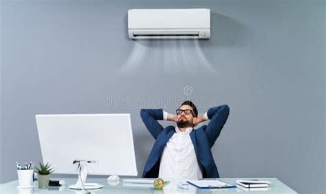 Man Enjoying Air Conditioner Wall Stock Photos Free And Royalty Free