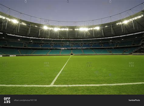 Empty Soccer Field At Dusk Stock Photo Offset