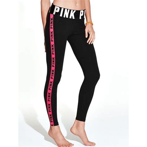 Victoria S Secret Women S Pink Logo Stripe Yoga Leggings Small Neon Hot Pink Cloth