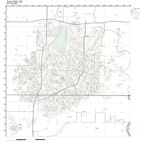 Zip Code Wall Map Of Sioux Falls Sd Zip Code Map Laminated Wantitall