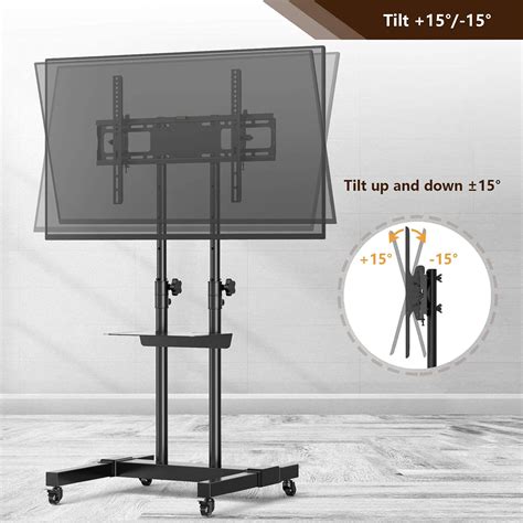 Tavr Mobile Tv Stand Rolling Tv Cart Floor Stand With Mount On Lockable