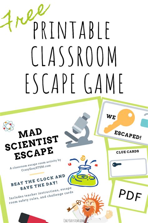 They are free, they are fun and very educational, and also appropriate for players of all ages. Classroom Escape Room (Mad Scientist Theme) | Crazy-Easy ...