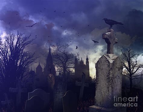 Night Scene In A Spooky Graveyard Photograph By Sandra Cunningham Pixels