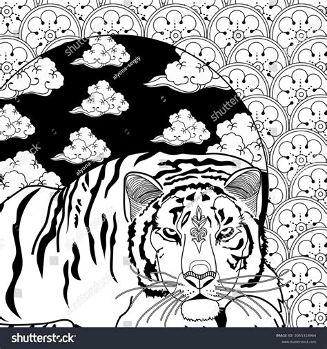 Colouring Pictures Tiger Antistress Freehand Sketch เวกเตอรสตอก