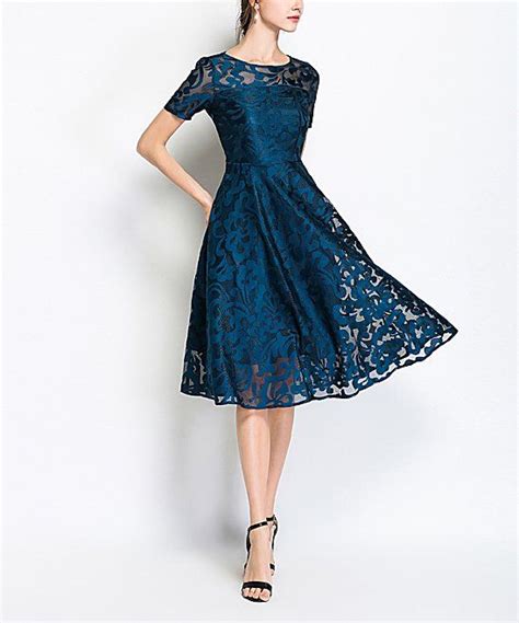Take A Look At This Blue Lace Overlay Fit And Flare Dress Women Today