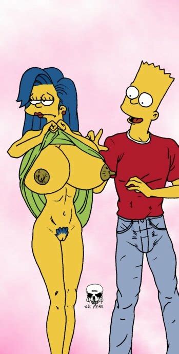 Rule 34 Bart Simpson Blue Hair Breasts Clothes Color Female Human Male Marge Simpson Nipples