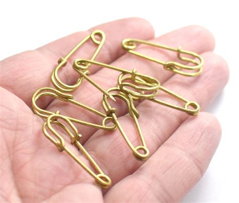 10 X 30 Mm Raw Brass Safety Pin Connector Wire Thickness 1 Etsy