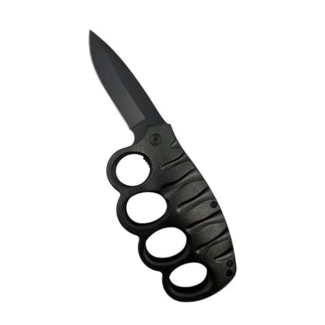 Spring Assisted Black Knuckle Knife 85 Open 35 Blade