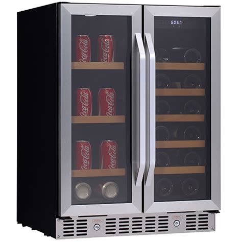 24 inch wide 17 bottle wine and 53 can beverage cooler with french doors. 24 Inch Built-In Wine and Beverage Cooler with French Doors