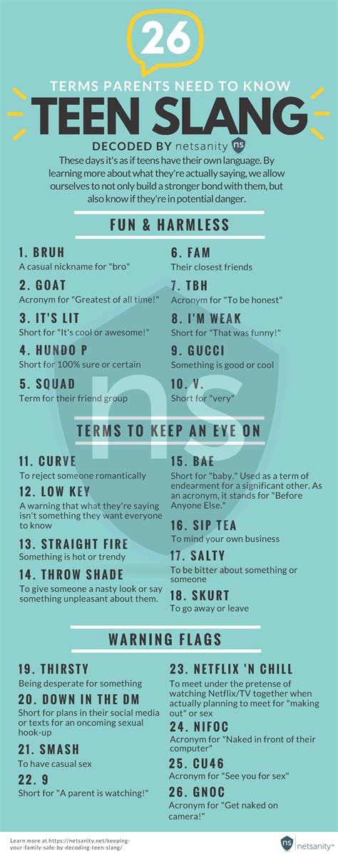 Teen Slang The Complete 2018 Parents Guide And Infographic Netsanity