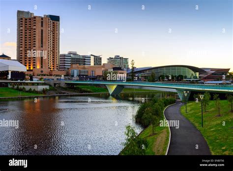 Adelaide City Business District Riverbank Bridge Across Torrens River