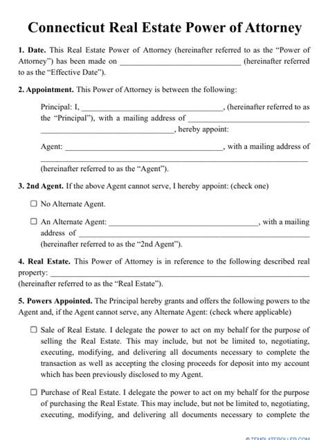 Connecticut Real Estate Power Of Attorney Template Fill Out Sign