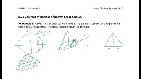 82ii Volumes Of Regions Of Known Cross Section Example 1 Youtube