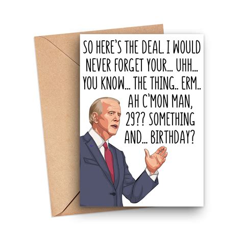 Funny 29th Birthday Card Funny Joe Biden Birthday Card For 29 Etsy