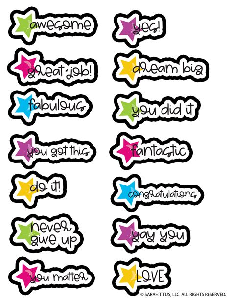 Free Printable Stickers Cute Inspirational Stars Sarah