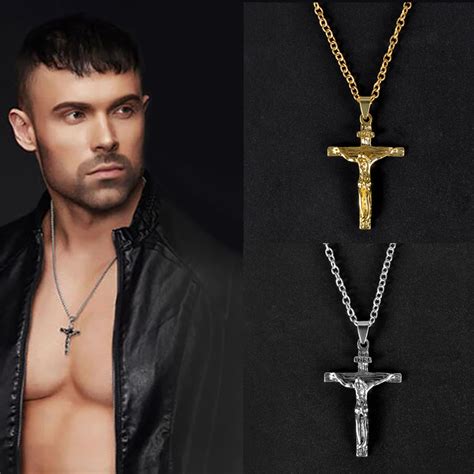 Buy Gold Silver Christian Stainless Steel Pendant Necklace For Men Fashion