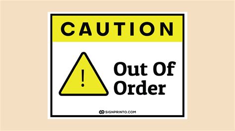 Out Of Order Sign Yellow Color Pdf