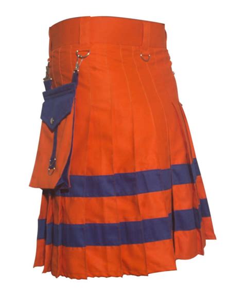New Handmade Orange Scottish Utility Kilt Scottish Kilt Collection