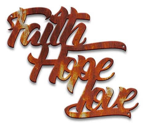 Faith Hope Love Metal Sign 14 X 12 Inches