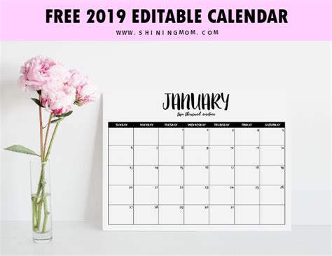 Free Fully Editable 2019 Calendar Template In Word