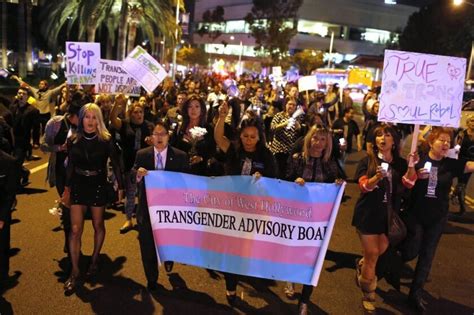 hundreds gather in west hollywood for transgender day of remembrance los angeles times