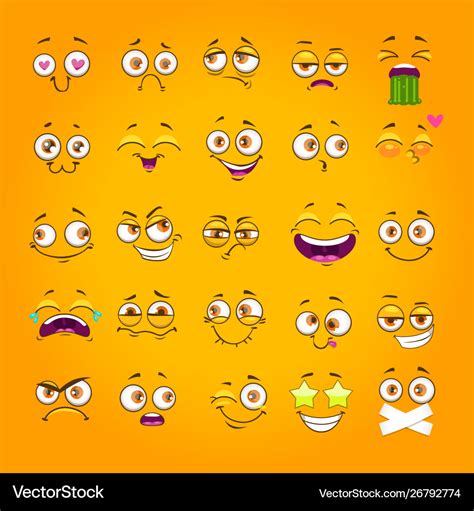 Humorous Emoji Set Emoticon Face Collection Vector Image