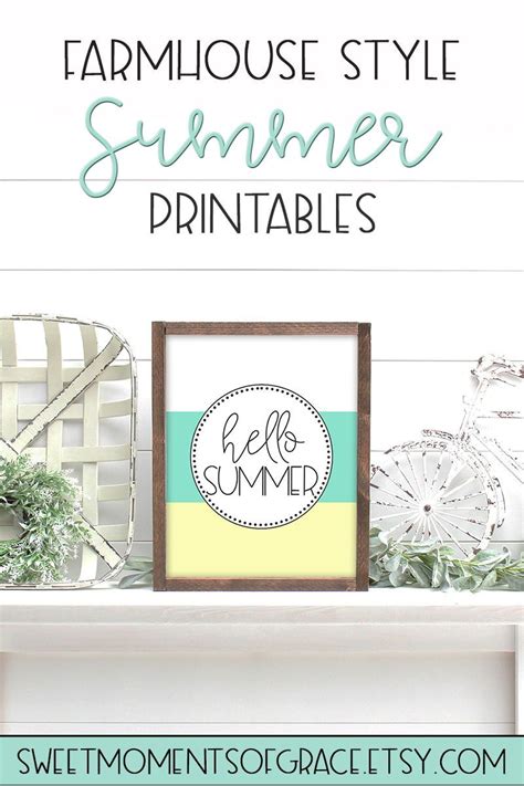 Color Blocked Hello Summer Printable Wall Art Mint And Yellow Etsy