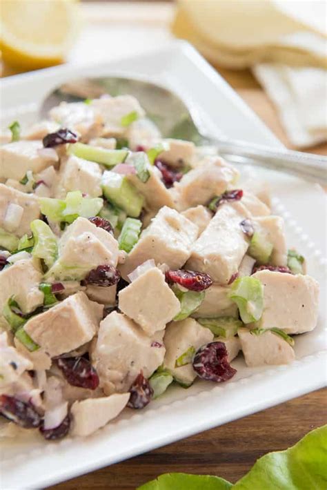 A chicken salad recipe made with chicken, crisp fall apples, dried cranberries, celery, pecans, green onions, and mayonnaise. Cranberry Chicken Salad - Easy Chicken Salad Recipe ...