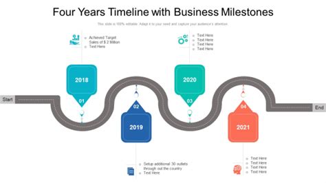 Four Years Timeline With Business Milestones Ppt Powerpoint