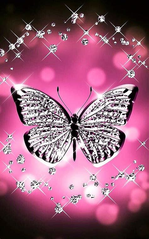 Pink Butterfly Butterfly Diamond Pink Sparkle Hd Phone Wallpaper