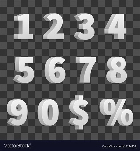 3d Numbers Isolated On Transparent Royalty Free Vector Image