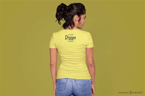 model from behind t shirt mockup psd editable template