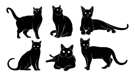Hand Drawn Silhouette Of Cats 7162449 Vector Art At Vecteezy