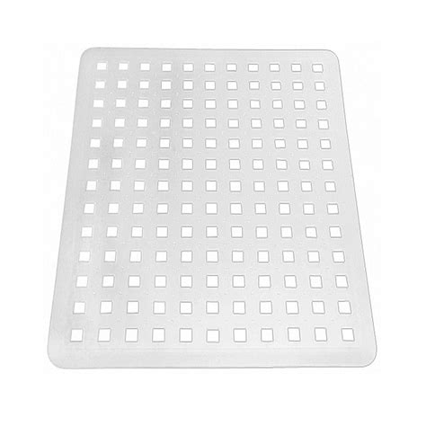 This sink mat from idesign is made from durable pvc plastic that adapts to smaller sinks if it's too big. large sink mat