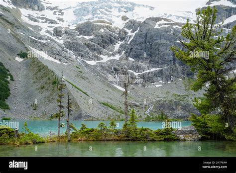 Photograph Of Upper Joffre Lake And Matier Glacier On An Overcast