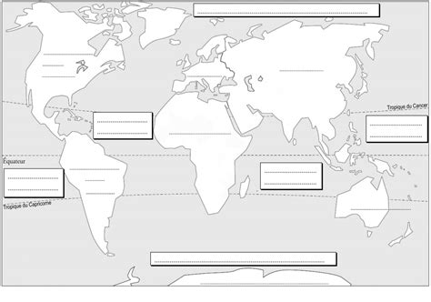 Planisphère À Compléter Planisphère À Imprimer Géographie dedans Carte Du Monde Vierge À