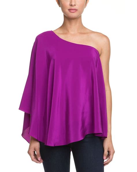 rue la la — jay godfrey purple silk one shoulder blouse blush pink top purple silk one