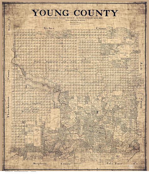 Young County Texas 1897 Old Map Reprint Old Maps