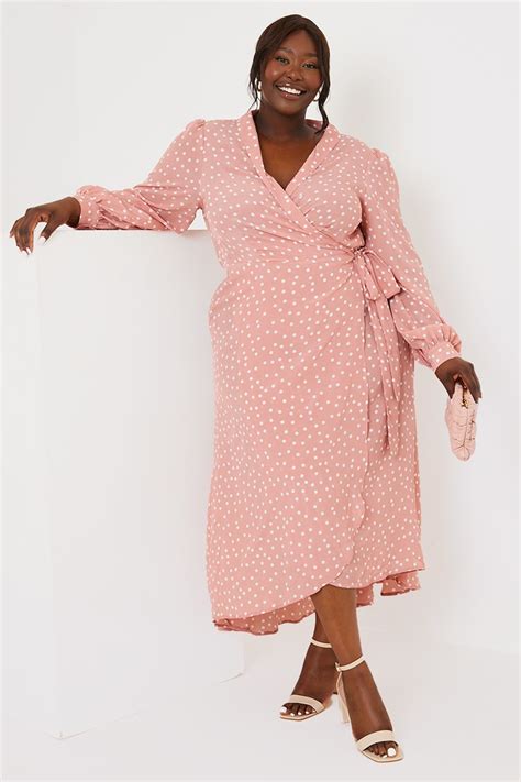 curve jac jossa pink polka dot wrap midi dress in the style ireland